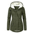 Winter Hooded Jacket for Women - Solid Color Fleece Zip-up with Pockets