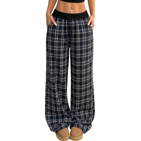 Retro Plaid Loose Casual Pants Fashion Sports Straight Pants - Swefashionstore