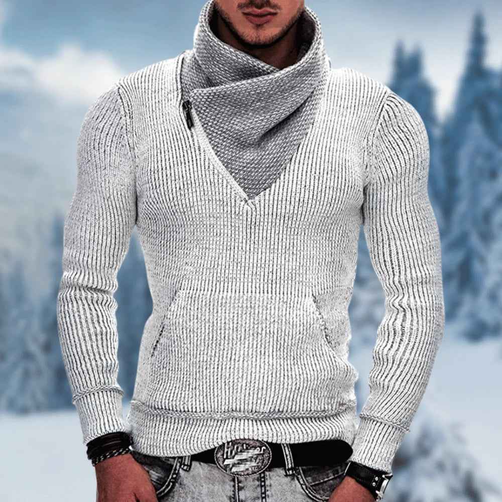 Fashion Slim Fit Knit Coat with High Neck and Pockets
