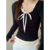 Pure Desire Lace Inner Match Bottoming Shirt for Effortless Style - Swefashionstore