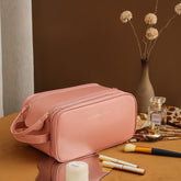 Three-layer Double Zipper U-shaped Design Cosmetic Bag Fashion High Capacity Make Up Bags Portable Pu Leather Storage Bag For Skin Care Products - Swefashionstore