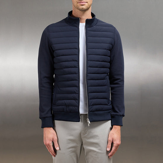 Lightweight Stand Collar Coat For Men Fashion Stitching Knitted Jacket Winter Outwear - Swefashionstore