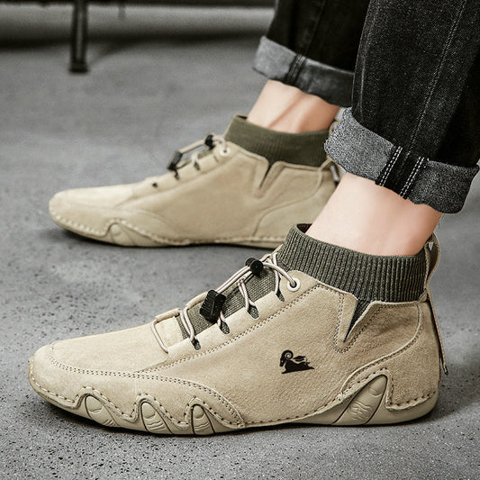 Fleece-lined handmade cotton shoes for men, featuring premium materials with a cozy fleece interior for warmth and durability.