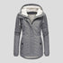 Winter Hooded Jacket for Women - Solid Color Fleece Zip-up with Pockets