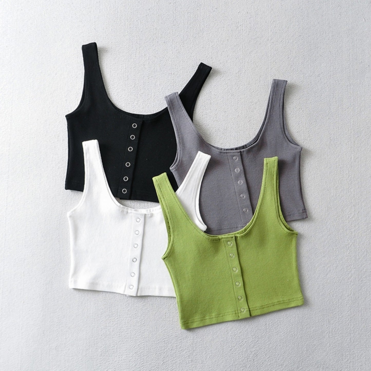 SHORT STYLE Threaded Elastic Vest Women's Top