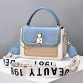 Wide Shoulder Strap Embroidery Thread Contrast Color Large Capacity Shoulder Bag - Swefashionstore