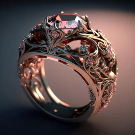 Distressed Round Edge Carved Pattern Creative Ring - Swefashionstore