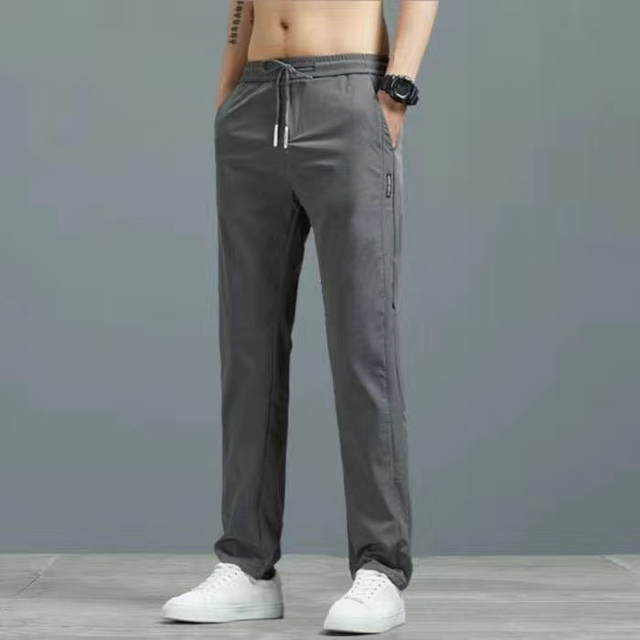 Men's plus size fashion straight pants in dark gray.