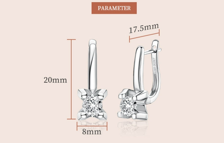 Moissanite Earrings S925 Sterling Silver - Swefashionstore