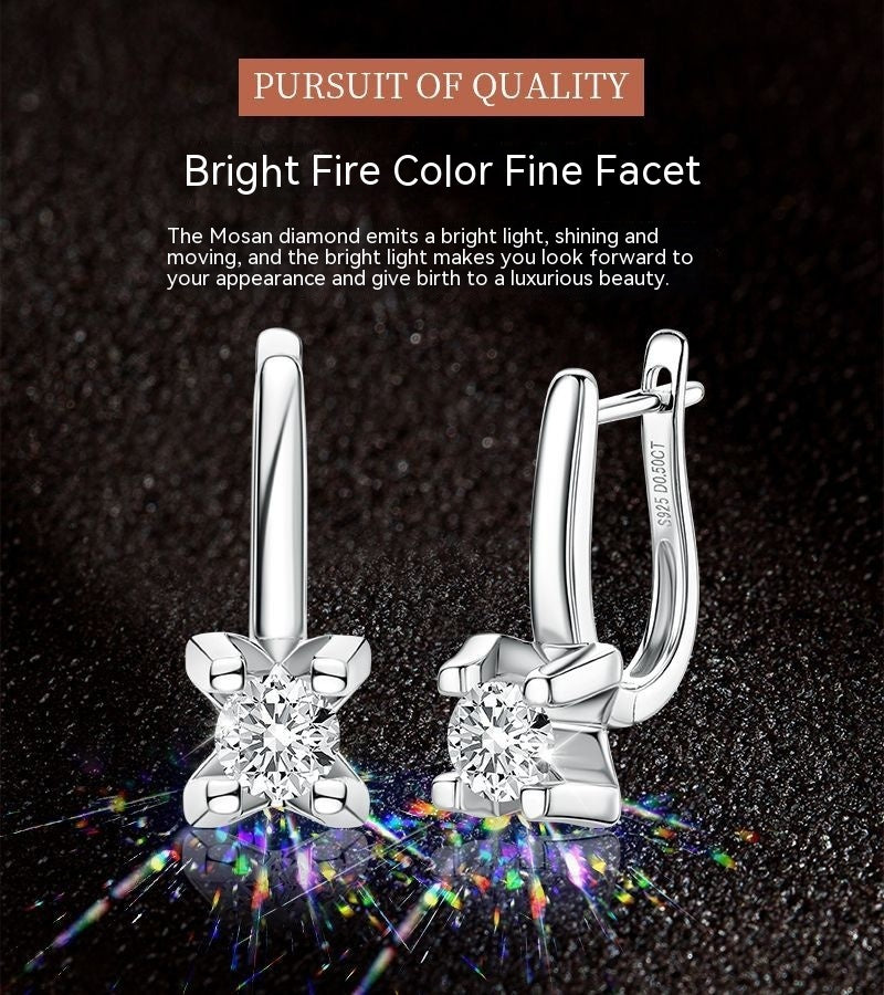 Moissanite Earrings S925 Sterling Silver - Swefashionstore