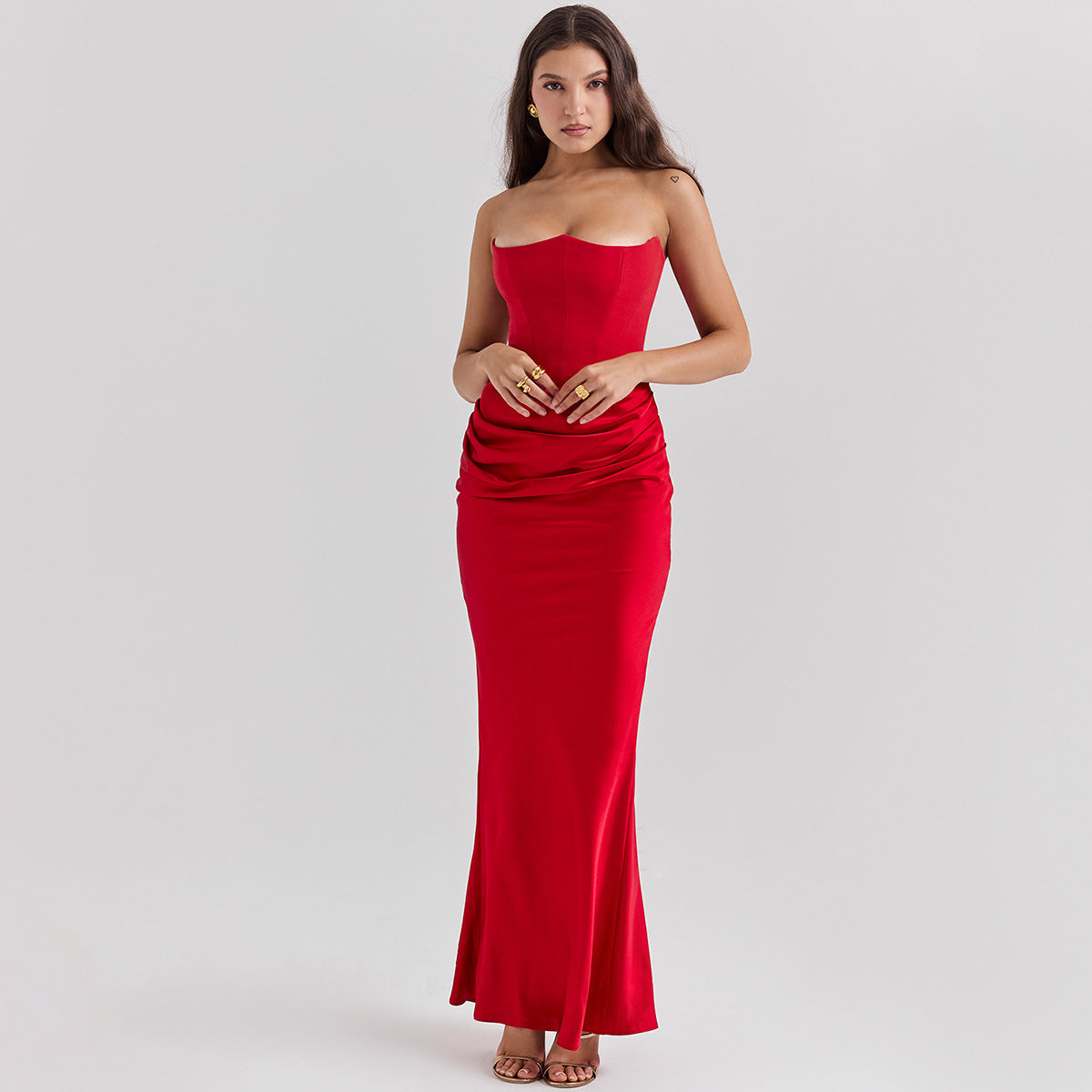 Unique Design Slim Mid-Waist Tube Top Long Dress - Swefashionstore