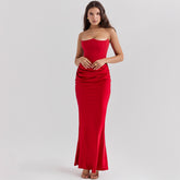 Unique Design Slim Mid-Waist Tube Top Long Dress - Swefashionstore