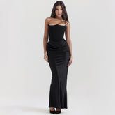Unique Design Slim Mid-Waist Tube Top Long Dress - Swefashionstore