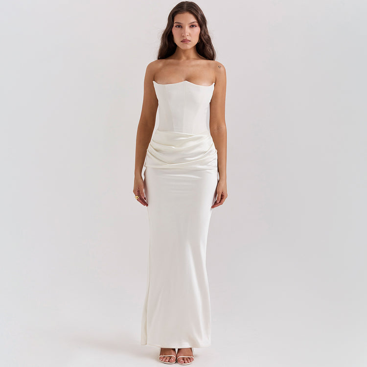 Unique Design Slim Mid-Waist Tube Top Long Dress - Swefashionstore