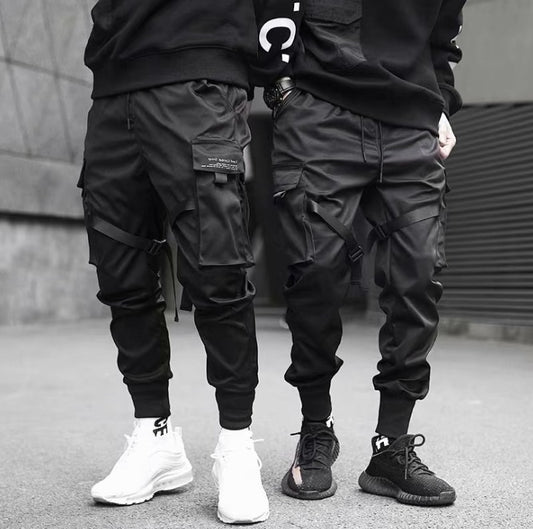 Neue Bänder Harem Jogger Männer Cargohose