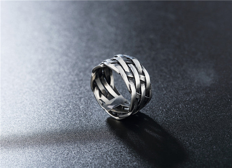 Personalized Retro Woven Extra Wide Ring - Swefashionstore