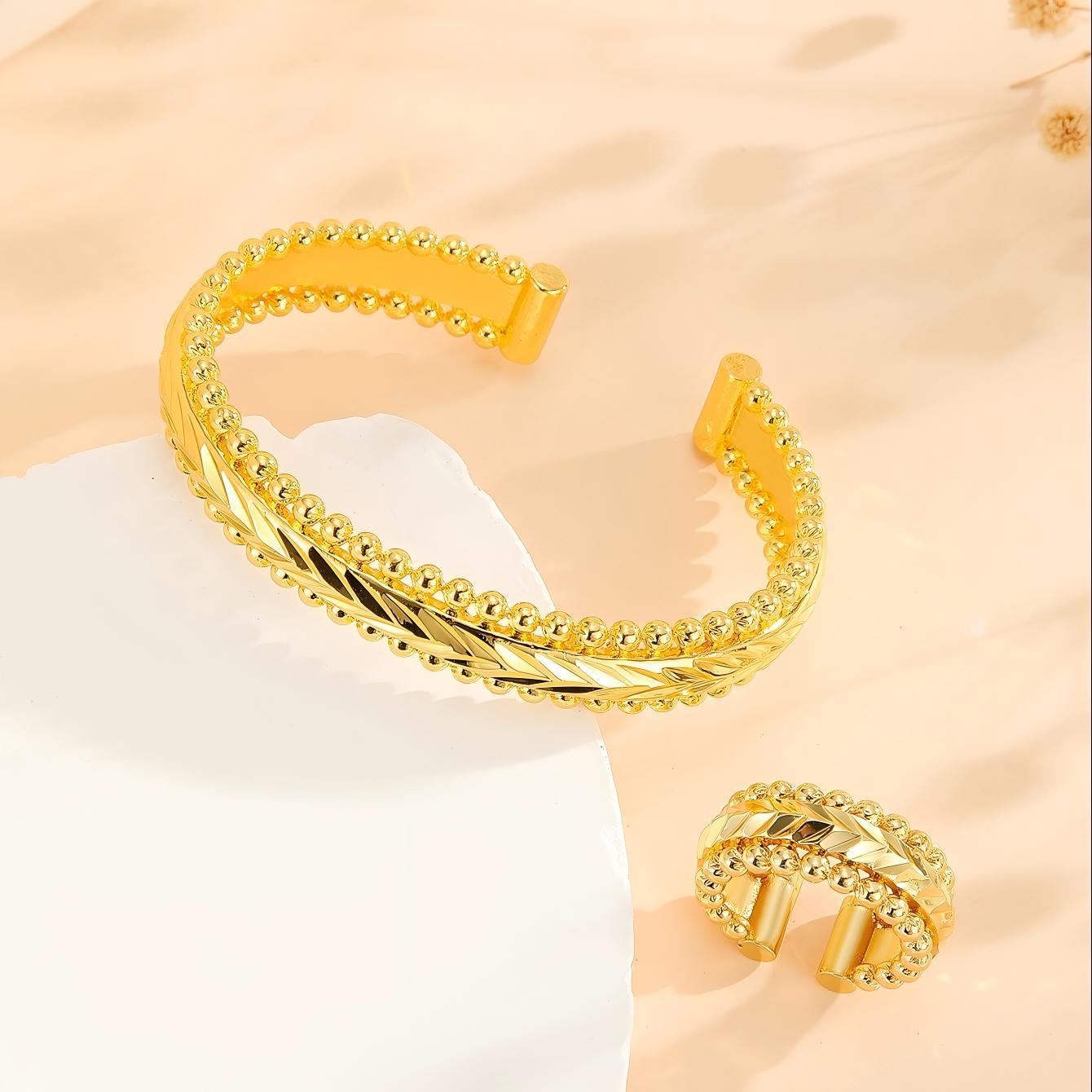 2pcs Vintage Gold Plated Bracelet Vacuum Electroplating