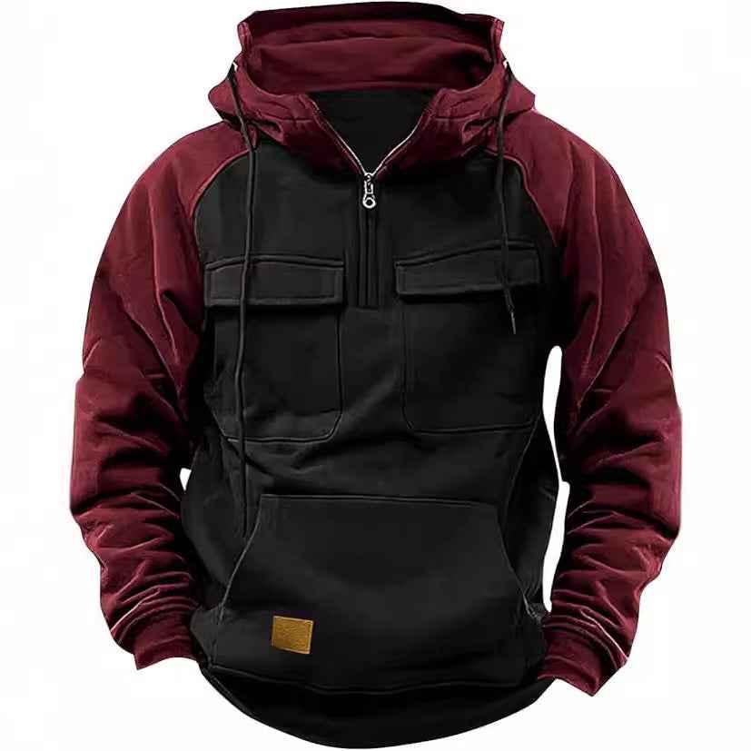 Fall Winter Retro Cargo Hoodies Men&
