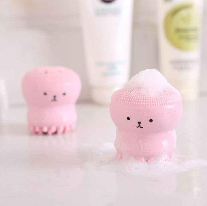 Cartoon octopus silicone wash brush foaming cleansing brush Manual facial massage brush cleansing brush brush bubbler