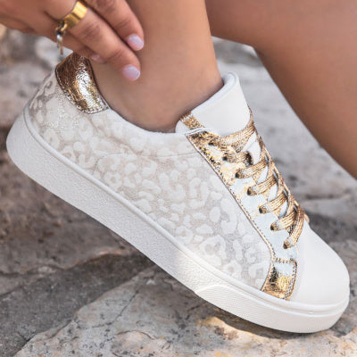 Vintage Leopardenmuster weiße Schuhe