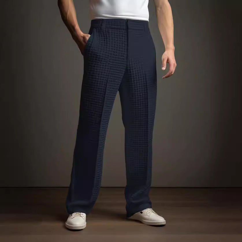 CASUAL Vielseitige Business Straight Herren Anzughose mit Waffelmuster