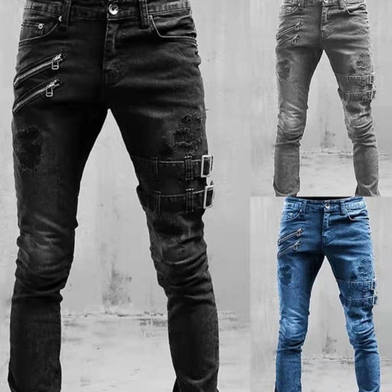Personalized Trendy Worn Ripped Motorcycle Jeans - Swefashionstore