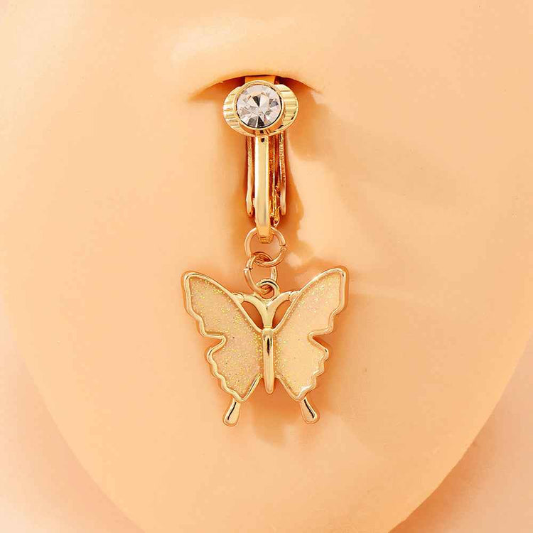 Non-perforated Butterfly Belly Ring