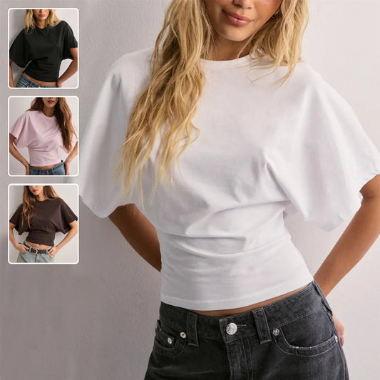 Summer Batwing Sleeve T-shirt in multiple colors, stylish and comfortable, ideal for teenagers, featuring loose fit and short sleeves.