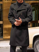 Woolen Male Double-breasted Thickened Woolen Trench Coat