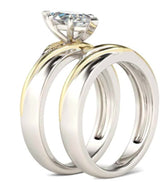 925 Sterling Silver Princess Cut White CZ Bridal Engagement Wedding Ring Set - Swefashionstore