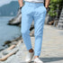 LINEN SUMMER Button Front Slant Pocket Straight-leg Trousers - Swefashionstore