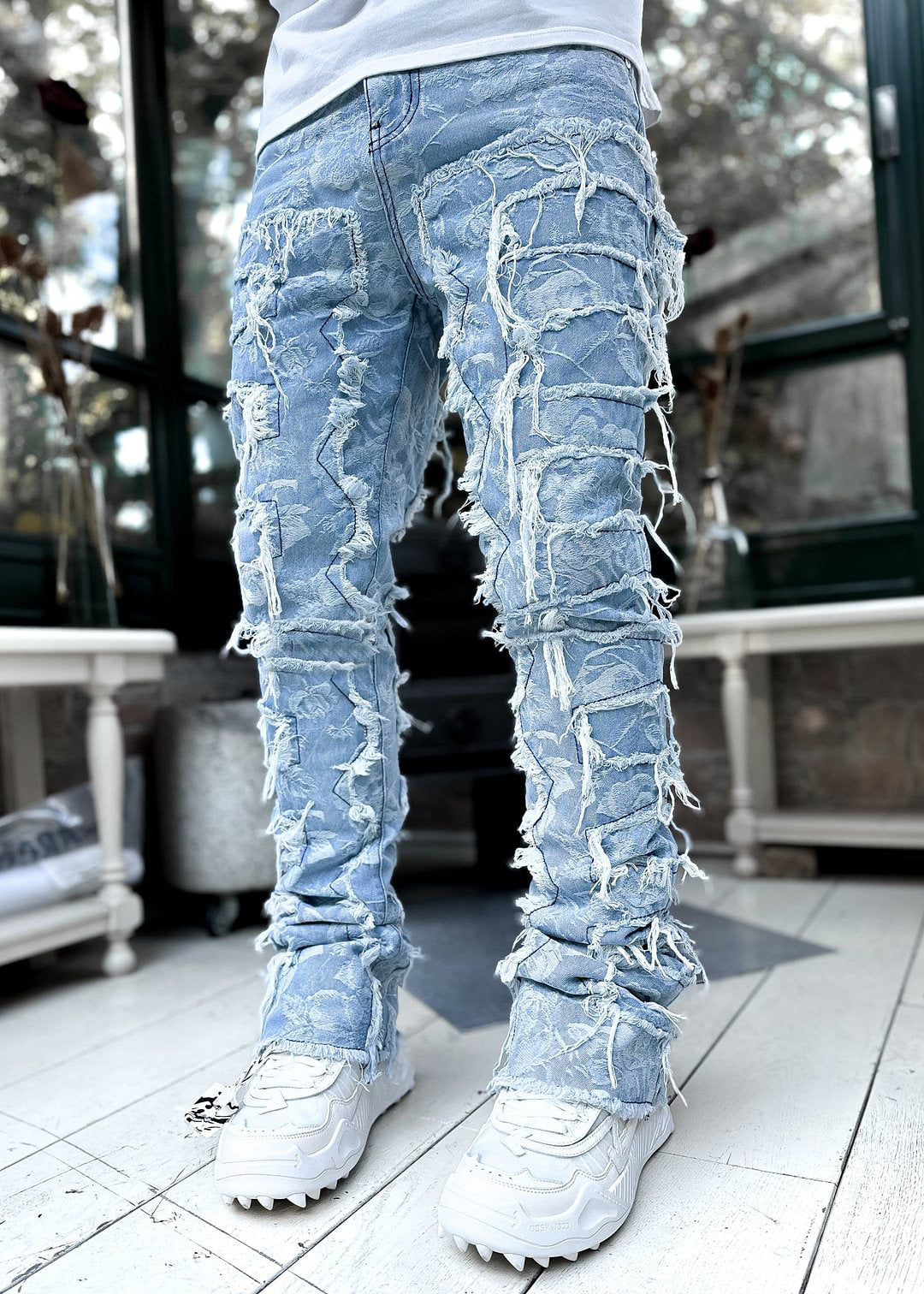 Long Tight Fit Stacked Jeans For Mens Clothing - Swefashionstore