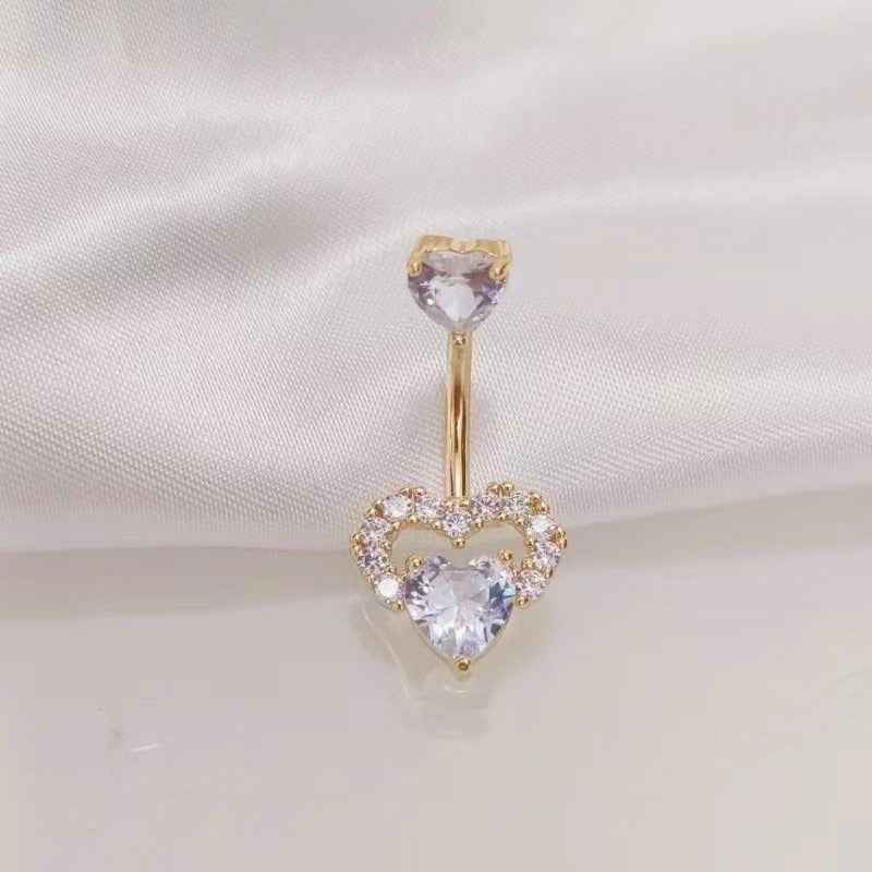 Hot Sale  Zirconium Loving Heart Zircon Navel Stud