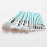 12 light blue makeup brushes