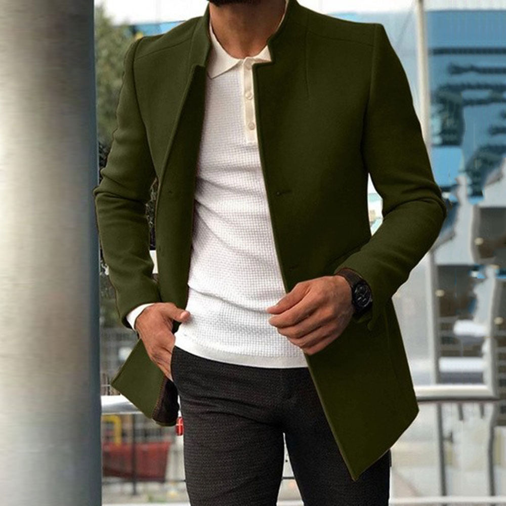 Men's Slim Coat Fashion Single-Breasted Solid Color Business Jackets