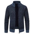 Thickened Plaid Print Cardigan Jacket for Men - Slim Fit Zipper Stand Collar Sweater for Winter Casual Wear