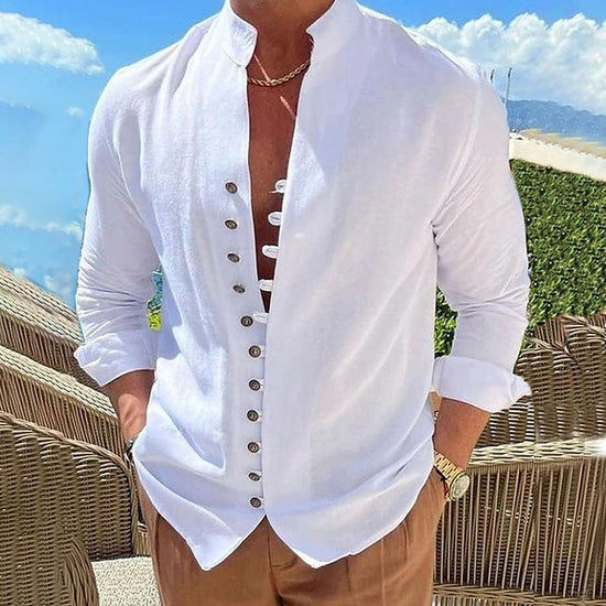 Retro Button Design Long-sleeved Shirt - Swefashionstore