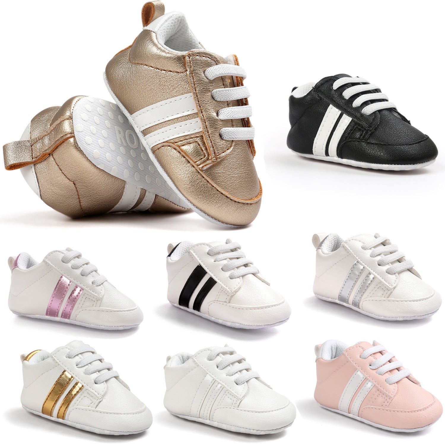Baby Boy Girl Moccasins Shoes Infant PU Leather Non-slip Soft Newborn Sneakers - Swefashionstore