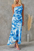 Flowers Print One-shoulder Dress Womens Clothing - Swefashionstore