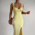 Slim Sleeveless Slit Dress With Back Tie Design - Swefashionstore