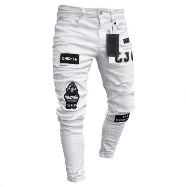 Knee hole Denim zipper feet Jeans - Swefashionstore