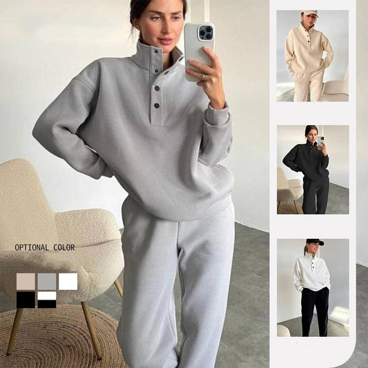 Casual Pullovers Long Pant Set Warm Hoodie For Women 2 Pieces