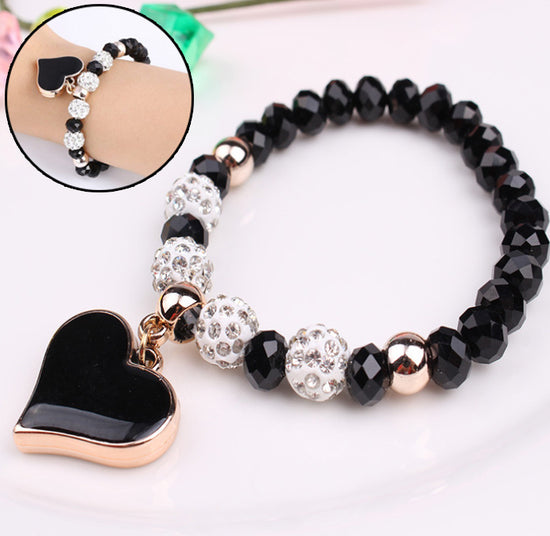 ELASTIC Crystal & Bangle HEART Bracelets - Swefashionstore