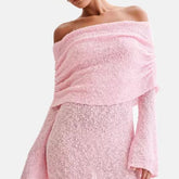 New Summer Knitted Dress Elegant Stylish Mini Neck Dress - Swefashionstore