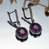 Entry Lux Colored Gems Egg-shaped Main Stone-Edge White Diamond Earrings - Swefashionstore
