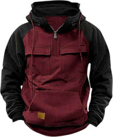 Fall Winter Retro Cargo Hoodies Men&