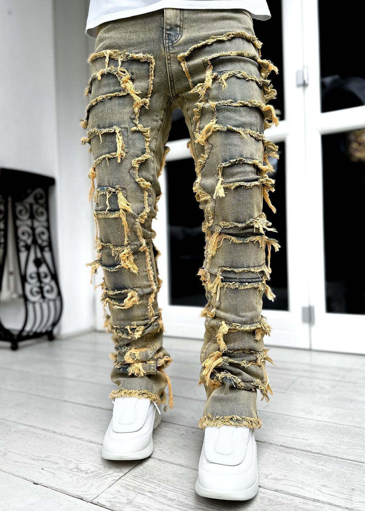 Long Tight Fit Stacked Jeans For Mens Clothing - Swefashionstore