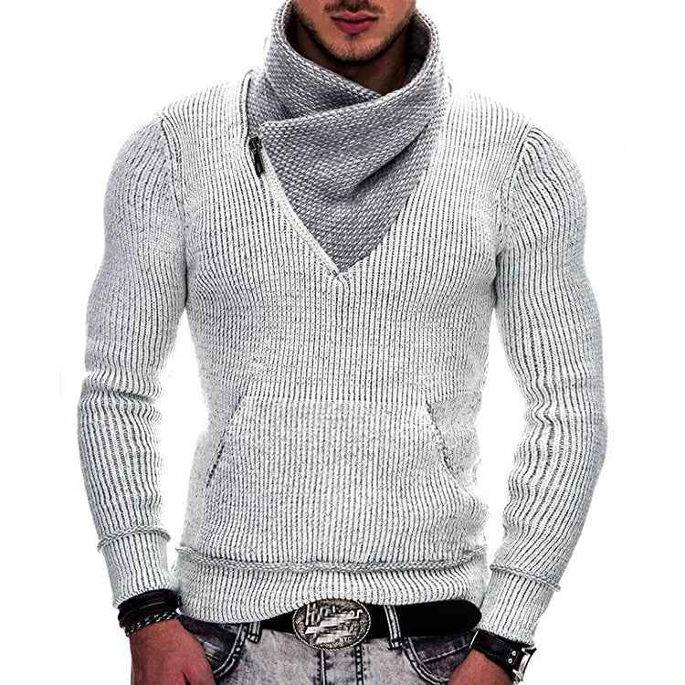 Fashion Slim Fit Knit Coat with High Neck and Pockets