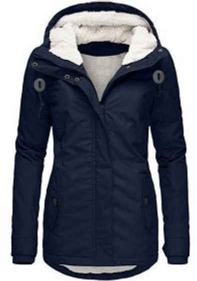 Winter Hooded Jacket for Women - Solid Color Fleece Zip-up with Pockets