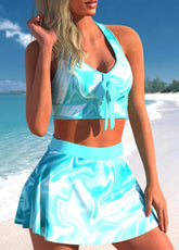 Split Swimwear Skirt Conservative Large Print - Swefashionstore